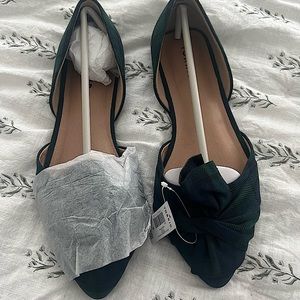 Blue Plaid Bow Pointed Toe